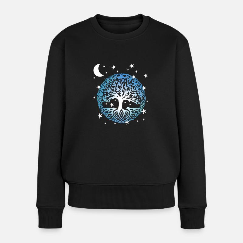 Baum des Lebens,Yggdrasil,Weltenbaum,tree of life, - Frauen Premium Bio Pullover - Schwarz