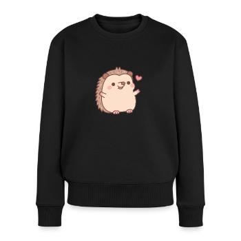 Niedlicher glücklicher kleiner Igel - Frauen Premium Bio Pullover - Schwarz - Vorne - Julia (174cm)