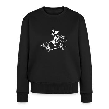 Pony mit Reiterin - Frauen Premium Bio Pullover - Schwarz - Vorne - Julia (174cm)
