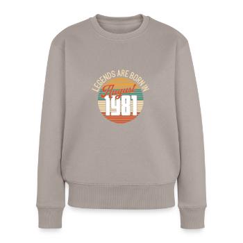 Born in August 1981 - Women's Premium Organic Jumper - taupe - Front - Julia (174cm)