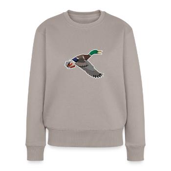 Motif colvert - Pull Premium bio Femme - taupe - Devant - Julia (174cm)