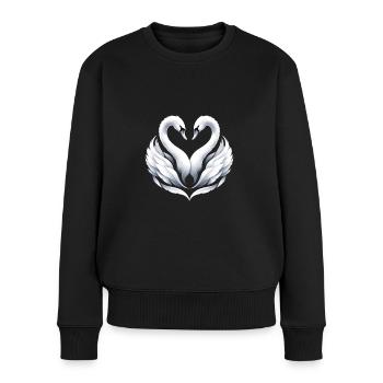 Cygne, ces deux cygnes forment un cœur pour toi - Pull Premium bio Femme - noir - Devant - Julia (174cm)