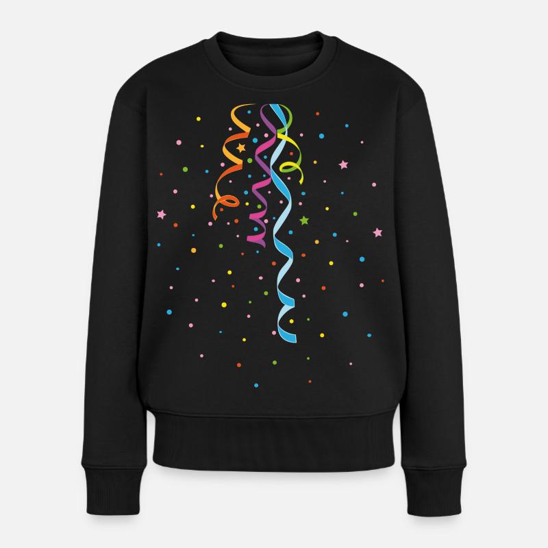 Karneval Luftschlangen Konfetti Silvester Fasching - Frauen Premium Bio Pullover - Schwarz