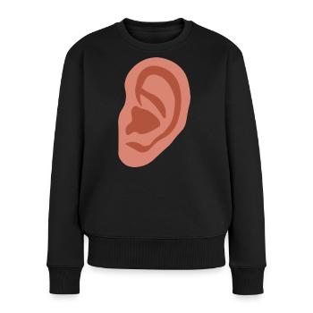 Großes Ohr - Frauen Premium Bio Pullover - Schwarz - Vorne - Julia (174cm)