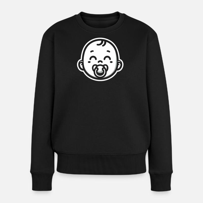 Baby mit Schnuller - Frauen Premium Bio Pullover - Schwarz