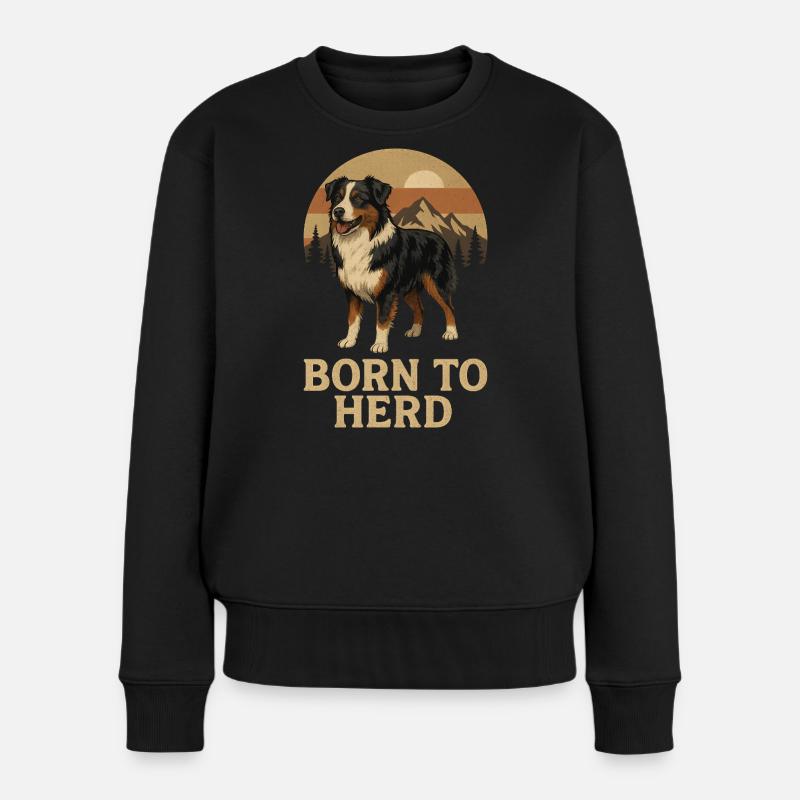 Vintage Australian Shepherd Born to Herd - Frauen Premium Bio Pullover - Schwarz