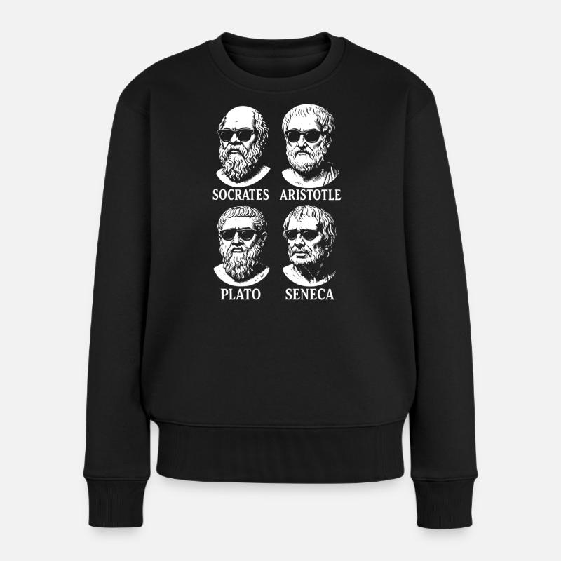 Quatuor de philosophes grecs aux lunettes de soleil - Pull Premium bio Femme - noir