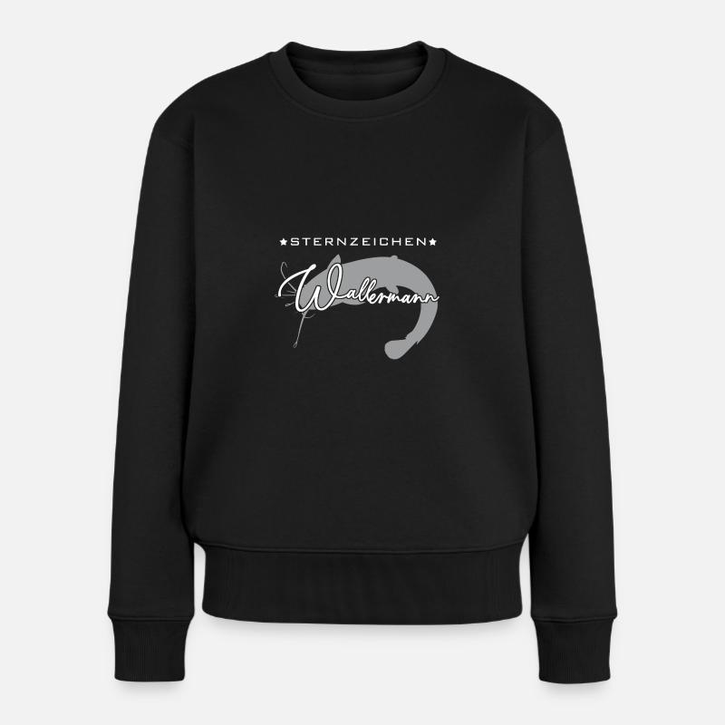 Sternzeichen Wallermann lustiger Wallerspruch Wels - Frauen Premium Bio Pullover - Schwarz