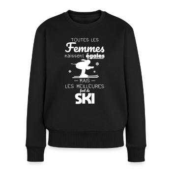 Ski - Femmes égales meilleures font du ski - Pull Premium bio Femme - noir - Devant - Julia (174cm)