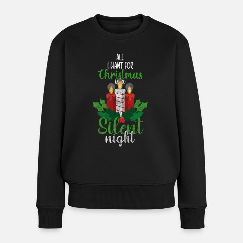 Winter Weihnachtsbaum Rentiere - Frauen Premium Bio Pullover - Schwarz