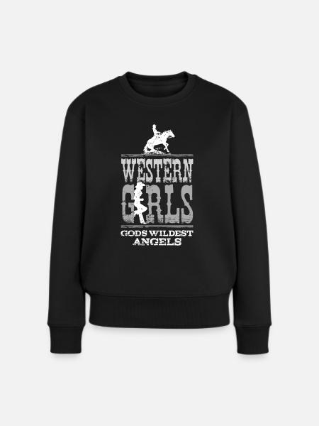 Western Girls - Gods Wildest Angels - Black Shirts - Frauen Premium Bio Pullover - Schwarz