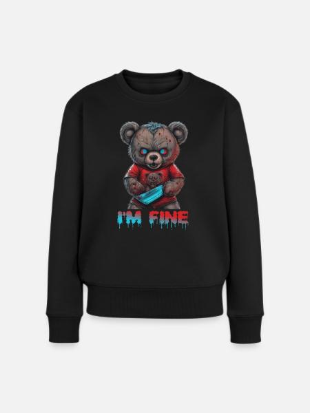 Gruseliger Teddy - Frauen Premium Bio Pullover - Schwarz