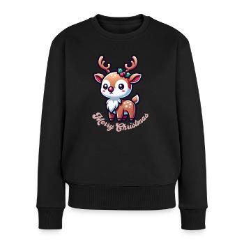 Joyeux Noël Renne Joyeux Noël - Pull Premium bio Femme - noir - Devant - Julia (174cm)