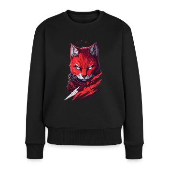 Cat Ninja Gloomy Evil Rage Grim Cat Fashion - Women's Premium Organic Jumper - black - Front - Julia (174cm)