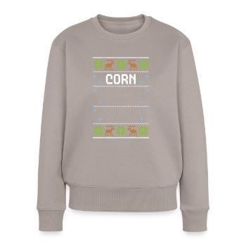 Maïs - Noël moche - Pull Premium bio Femme - taupe - Devant - Julia (174cm)
