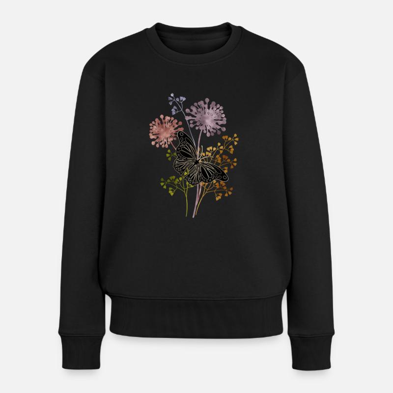 Schmetterling - Frauen Premium Bio Pullover - Schwarz