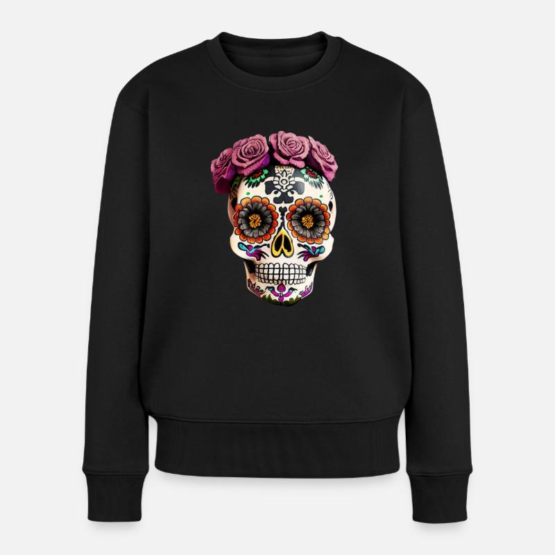 Dia de los Muertos - Frauen Premium Bio Pullover - Schwarz