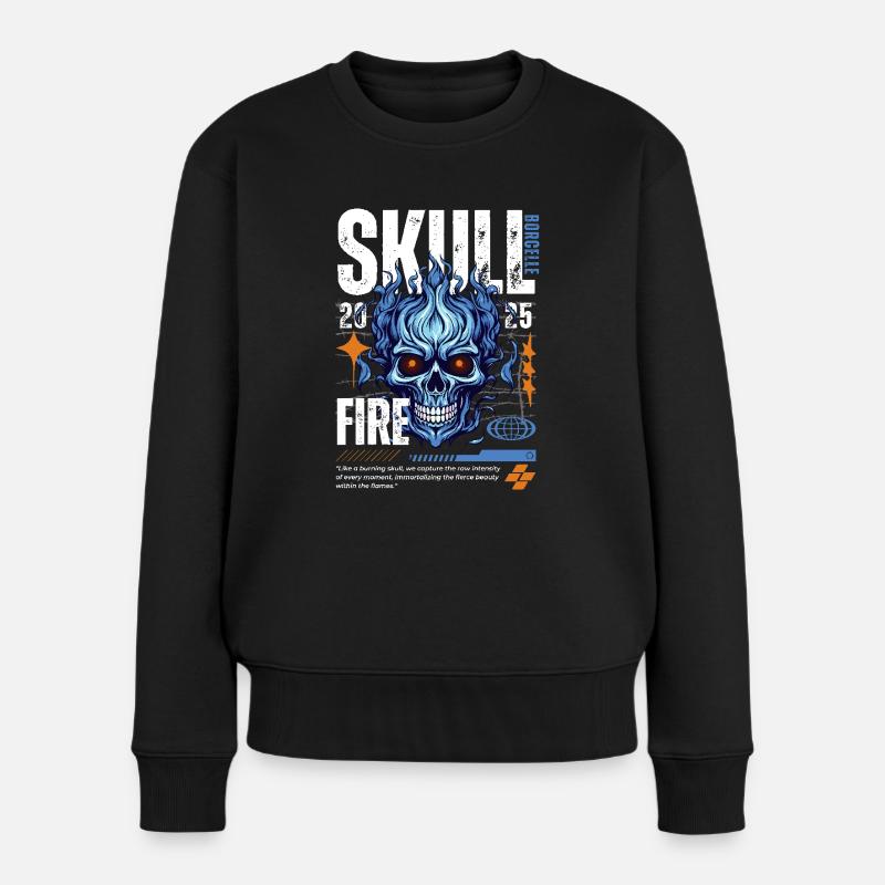 Blue Skull Weiss - Frauen Premium Bio Pullover - Schwarz