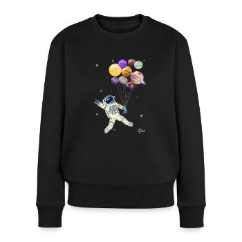 Astronaut Planeten - Frauen Premium Bio Pullover - Schwarz - Vorne - Julia (174cm)