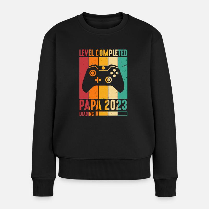 Level Completed Papa 2023 Loading Gamer Papa - Frauen Premium Bio Pullover - Schwarz