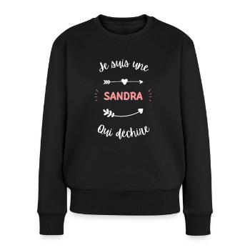 Je suis une sandra qui déchire - Pull Premium bio Femme - noir - Devant - Julia (174cm)