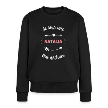 Je suis une natalia qui déchire - Pull Premium bio Femme - noir - Devant - Julia (174cm)