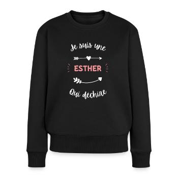 Je suis une Esther qui déchire - Pull Premium bio Femme - noir - Devant - Julia (174cm)
