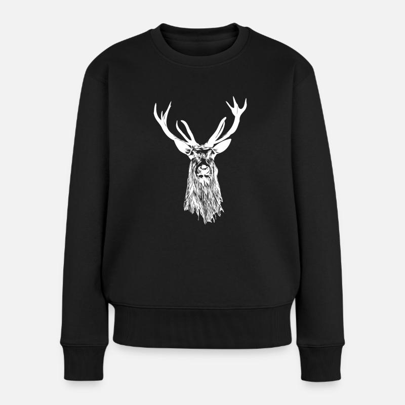 Ich liebe Hirsche Hirsch - Frauen Premium Bio Pullover - Schwarz