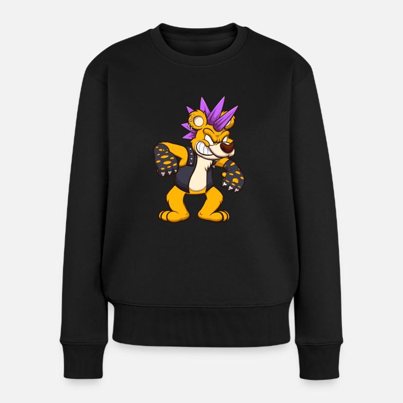 Punk Bär - Frauen Premium Bio Pullover - Schwarz
