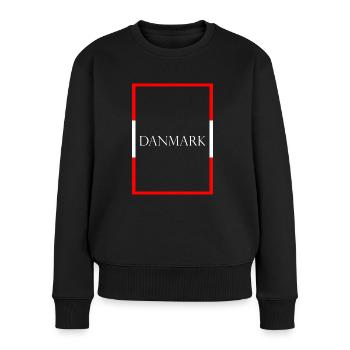 Danemark Danemark, Lettrage de déclaration avec drapeau - Pull Premium bio Femme - noir - Devant - Julia (174cm)