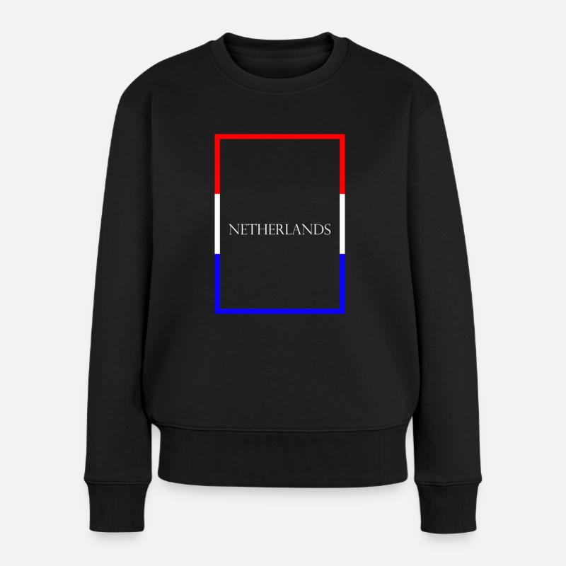 Niederlande - Statement Schriftzug mit Fahne - Frauen Premium Bio Pullover - Schwarz