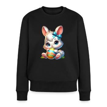 Lapin de Pâques Lapin Mignon - Pull Premium bio Femme - noir - Devant - Julia (174cm)