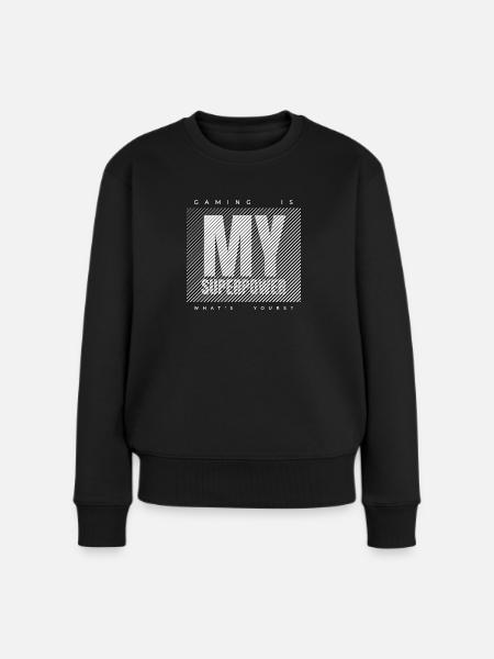 Le jeu est mon superpouvoir - Pull Premium bio Femme - noir
