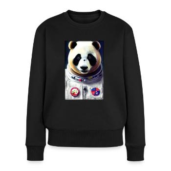 Pandabär Panda Astronaut Zukunft Sci-Fi Technik - Frauen Premium Bio Pullover - Schwarz - Vorne - Julia (174cm)