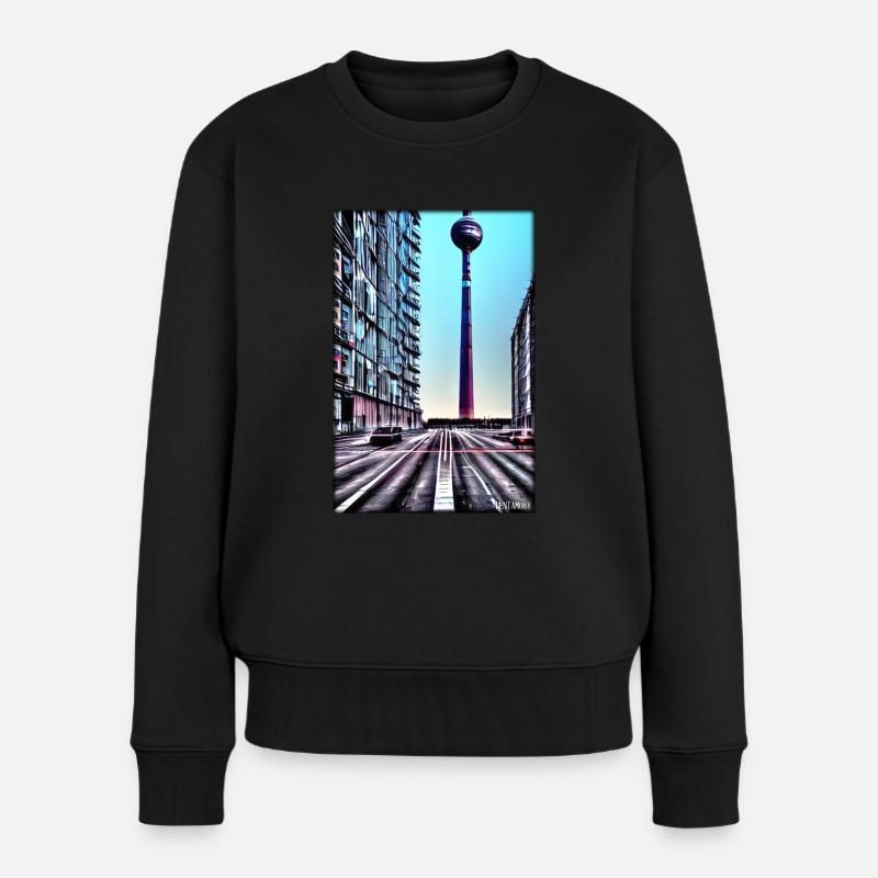 Berlin Berliner Fernsehturm Stadt Wahrzeichen - Frauen Premium Bio Pullover - Schwarz