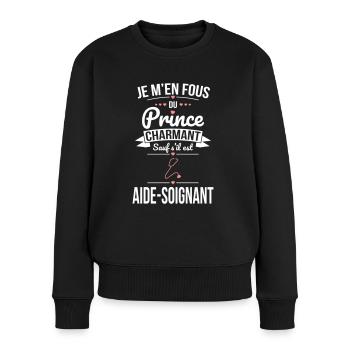Fous prince charmant sauf s'il est aide-soignant - Pull Premium bio Femme - noir - Devant - Julia (174cm)