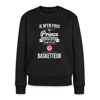 Fous du prince charmant sauf s'il est basketteur - Pull Premium bio Femme - noir - Devant - Julia (174cm)