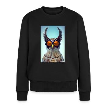 Eule Sonnenbrille Wildtier Vogel Waldtier Wald - Frauen Premium Bio Pullover - Schwarz - Vorne - Julia (174cm)