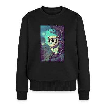 Eule Sonnenbrille Wildtier Vogel Waldtier Wald - Frauen Premium Bio Pullover - Schwarz - Vorne - Julia (174cm)