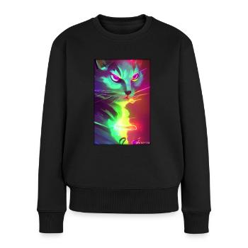 Space Cyber Cat Future Pet Cat Love - Pull Premium bio Femme - noir - Devant - Julia (174cm)