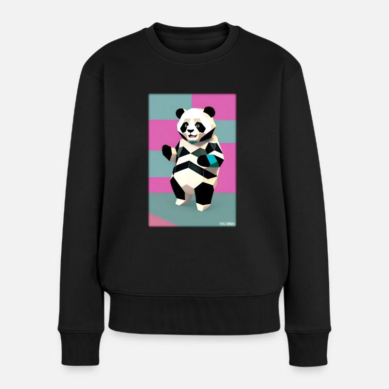 Panda Polygone Sauvage Panda Ours Sauvage Zoo Animal - Pull Premium bio Femme - noir