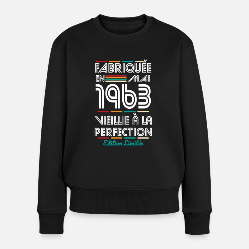 Anniversaire 60 ans - Fabriquée en Mai 1963 - Pull Premium bio Femme - noir