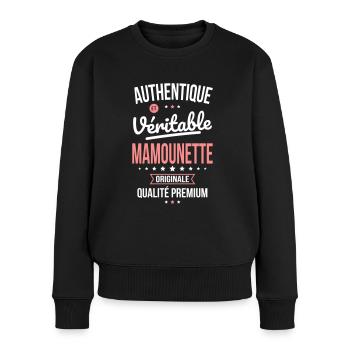 Authentique et véritable Mamounette - Cadeau - Pull Premium bio Femme - noir - Devant - Julia (174cm)