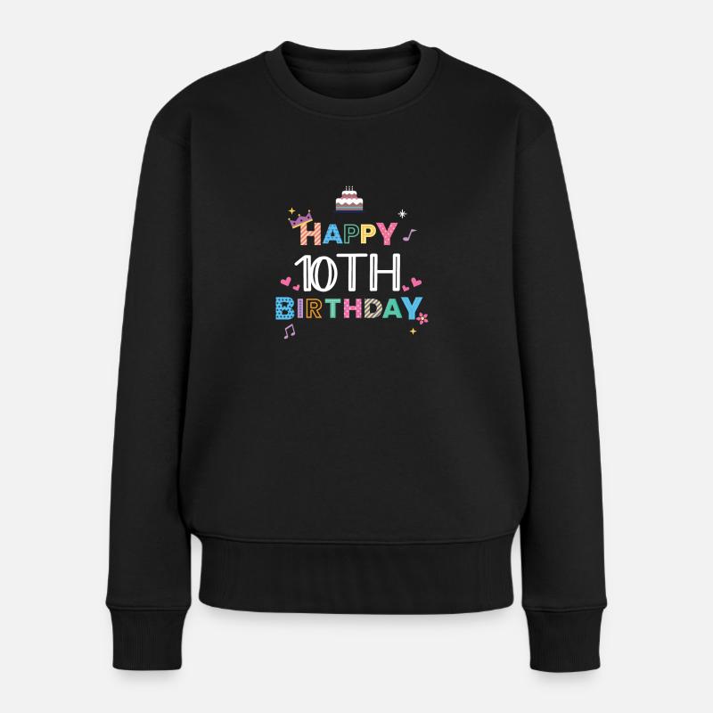 Happy Birthday 10. Geburtstag - Frauen Premium Bio Pullover - Schwarz