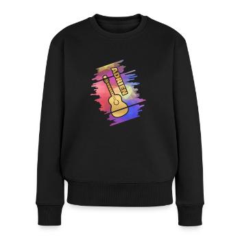 Gitarre für Adrien Guitar Gitarrenspielen - Frauen Premium Bio Pullover - Schwarz - Vorne - Julia (174cm)