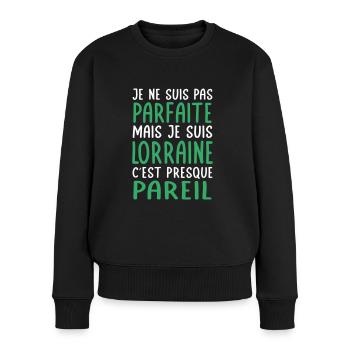 Je ne suis pas parfaite mais je suis Lorraine - Pull Premium bio Femme - noir - Devant - Julia (174cm)