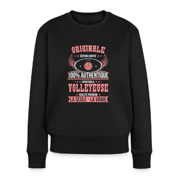 Authentique et véritable volleyeuse - Originale - Pull Premium bio Femme - noir - Devant - Julia (174cm)