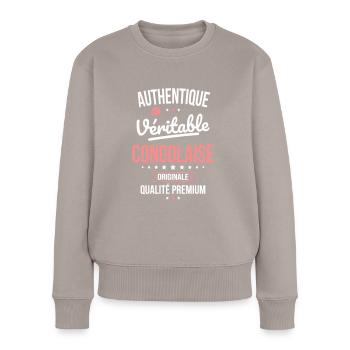 Authentique et véritable Congolaise - Originale - Pull Premium bio Femme - taupe - Devant - Julia (174cm)