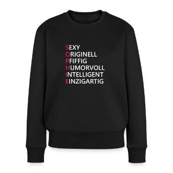Sophie Name Geschenk - Frauen Premium Bio Pullover - Schwarz - Vorne - Julia (174cm)