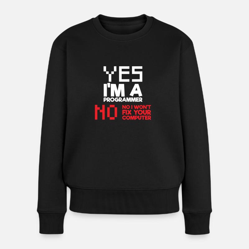 Ja Ich bin ein Programmierer Informatik Computer - Frauen Premium Bio Pullover - Schwarz